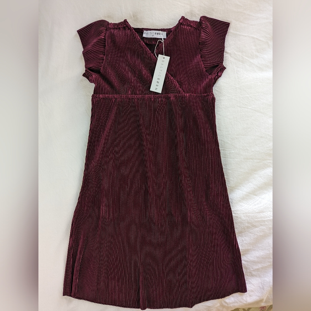 Baltic Born Athena pleated burgundy dress - GIRLS